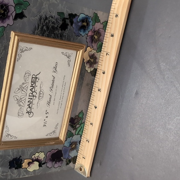 1997 Joan Baker Designs Hand-painted Floral Glass Picture Frame. - Picture 8 of 9